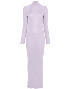 Self-Portrait Fine-Knit Dress - Purple