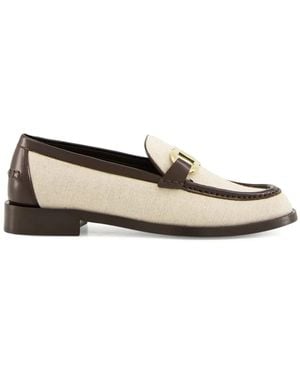 Ferragamo Maryan Gancini-Detail Loafers - Natural