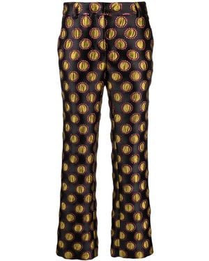 La DoubleJ Polka-Dot Print Cropped Trousers - Black