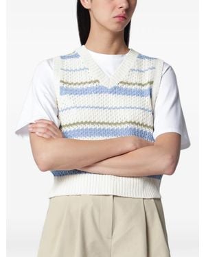DUNST Striped Chunky-Knit Vest - Grey