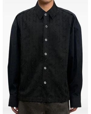 Feng Chen Wang Frayed Patchwork Shirt - Black