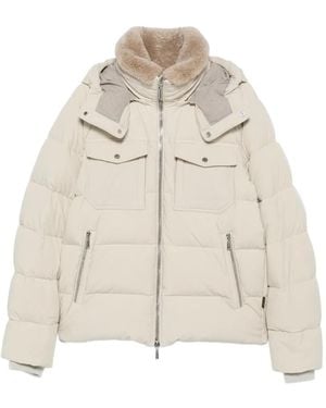 Moorer Alarick Shearling-Collar Quilted Jacket - Natural