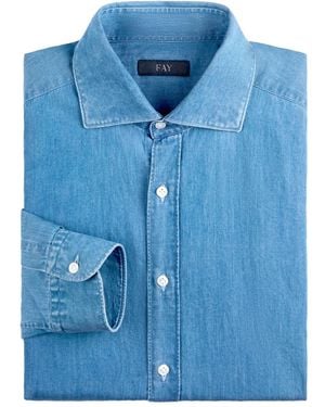 Fay French-Collar Shirt - Blue