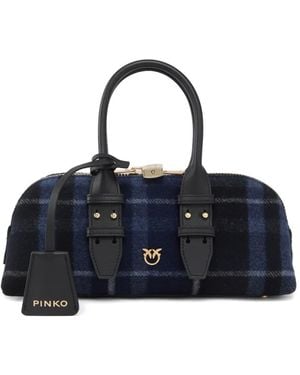 Pinko Borsa Tote Love Birds A Quadri - Blu