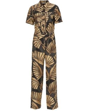 PT Torino Leaf-Print Jumpsuit - Metallic