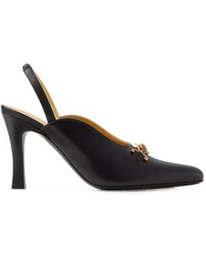 Versace Marisa Leren Slingback Pumps 90 Mm - Zwart