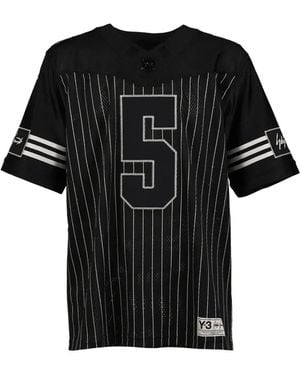 Y-3 Pinstripe-Print Mesh T-Shirt - Black