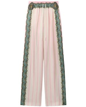 Versace Printed Silk Twill Pajama-Style Pants - Natural