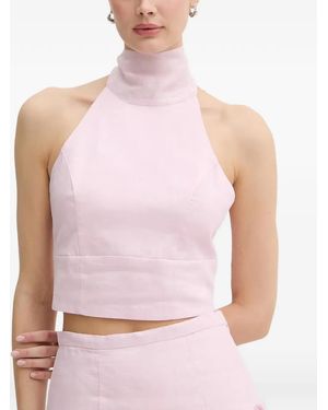Bardot Halterneck Tie-Fastening Top - Pink