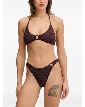KARL LAGERFELD Ring-Detail Bikini Top - Black