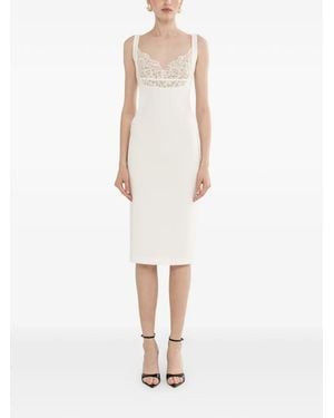 Nissa Robe Mi-Longue À Détails En Dentelle - White