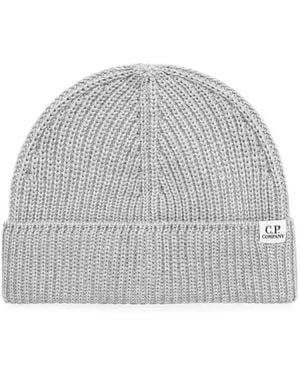 C.P. Company Ribbed-Knit Beanie Hat - Gray