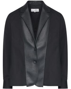 MM6 by Maison Margiela Contrast-Lapel Blazer - Black