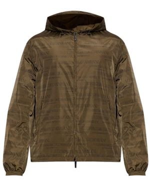 Emporio Armani Veste Réversible À Logo Imprimé - Green