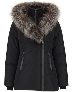 Mackage Abrigo Adali-X Con Ribete De Pelo - Negro