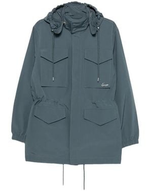 KENZO Drawstring-Hem Hooded Parka Coat - Blue