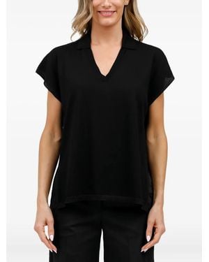 Gran Sasso V-Neck Short-Sleeve Knit Top - Black