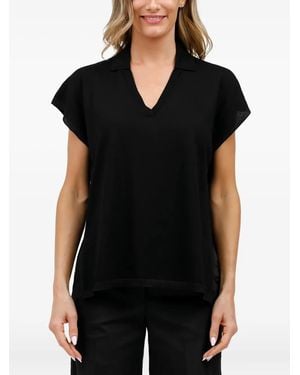 Gran Sasso V-Neck Short-Sleeve Knit Top - Black