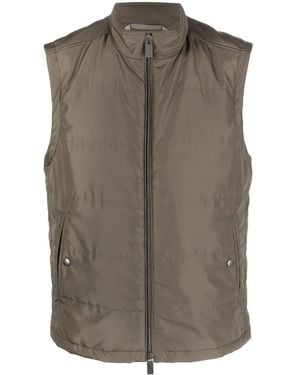 Canali High-Neck Zip-Up Gilet - Brown