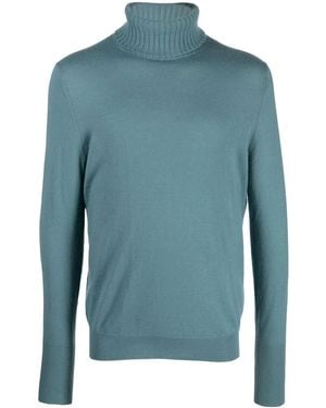 Ballantyne Roll Neck Cashmere Sweater - Blue