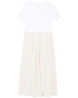Peserico Pleated-Skirt Panelled Dress - White