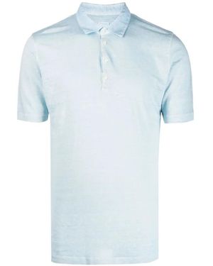 120% Lino Poloshirt Mit Kurzen Ärmeln - Blau