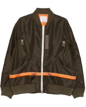Sacai Drawstring-Waist Bomber Jacket - Brown