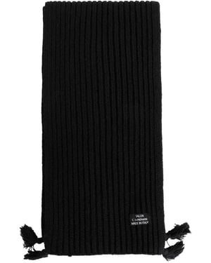 SALON C. LUNDMAN Ribbed Tassel-Detail Scarf - Black