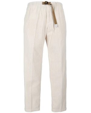 White Sand Wide-Stripe Corduroy Trousers - White