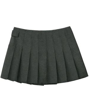 Vera Wang Morton Pleated Belted Skirt - Grey