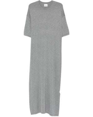KHAITE Short-Sleeves Midi Dress - Grey