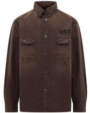 Willy Chavarria Corcoran Logo-Embroidered Workwear Overshirt - Brown