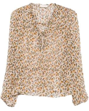 Ulla Johnson Ruffled Floral-Print Top - Natural