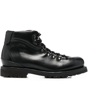 Buttero Lace-Up Leather Ankle Boots - Black