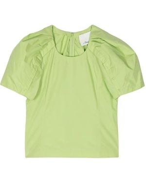 3.1 Phillip Lim Puff-Sleeve Button-Detail Top - Green