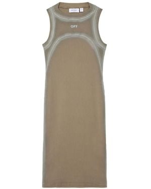 Off-White c/o Virgil Abloh Logo-stamp round-neck dress - Natur