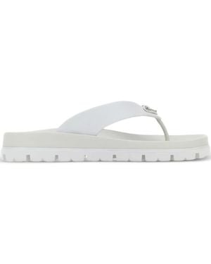 Prada Triangle-Logo Flip-Flops - Blanc