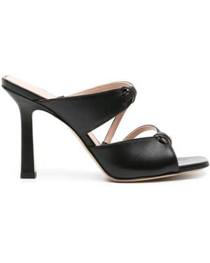 SCAROSSO Zoe Strappy Leather Mules - Black