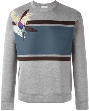 Valentino Garavani Parrot-Print Striped Sweatshirt - Blue