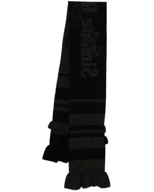 Simone Rocha Bufandas con volantes y logo - Negro