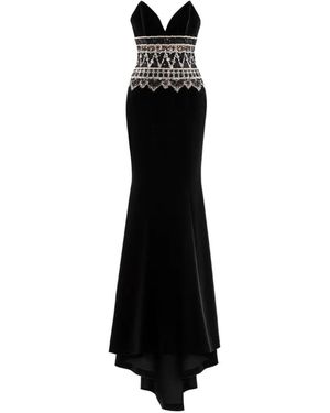 Saiid Kobeisy Strapless Embroidered Dress - Black
