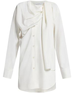 Ferragamo Camicia Drappeggiata A Maniche Lunghe - Bianco