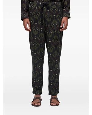 Osklen Botanical-Print Drawstring Trousers - Black