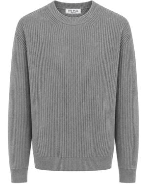 THE PULL Gerippter Pullover - Grau