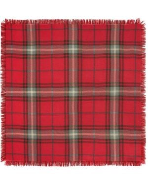 Bompard Swann Tartan Fringed Square Scarf - Red