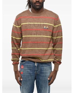DSquared² Striped Embroidered Sweater - Blue