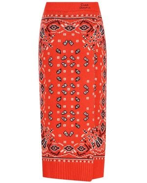 Giada Benincasa Bandana-Print Knitted Midi Skirt - Red