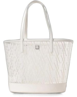 Emporio Armani Armani Exchange Logo-Print Tote Bag - White