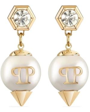 Philipp Plein Pendientes largos Rhapsody - Blanco