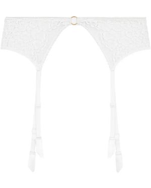 Aubade Illusion Fauve Lace Suspender Belt - White